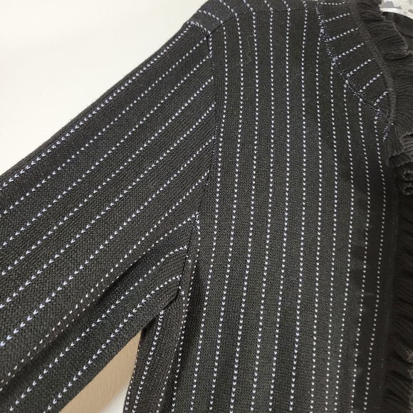 FRENCH RAGS vintage wool blend striped ruffle trim button front cardigan sweater - Picture 10 of 12